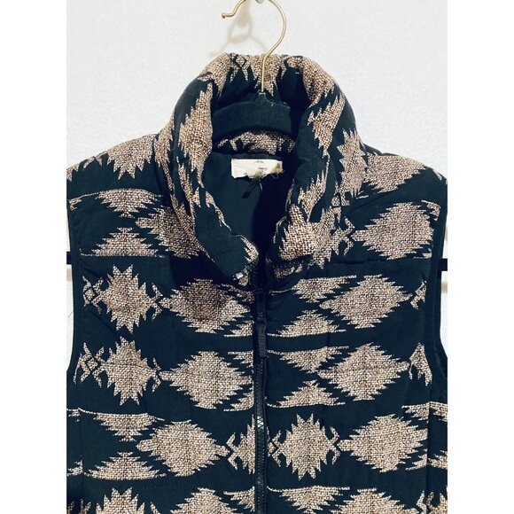 Entro Vest Womens Medium Black Aztec Quilted Southwestern Full Zip Western Boho - Picture 2 of 6